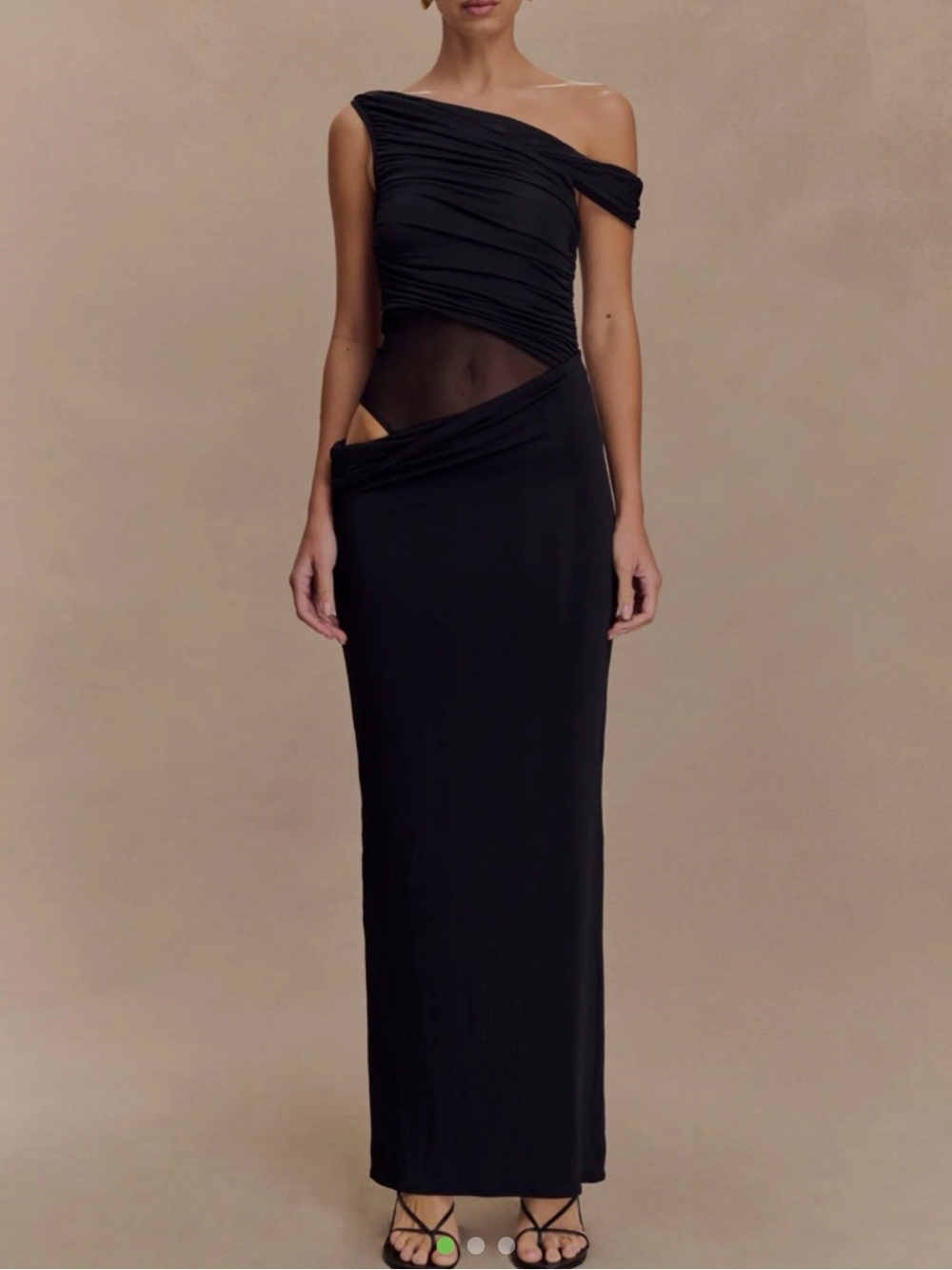 Meshki Black One-Shoulder Cutout Gown